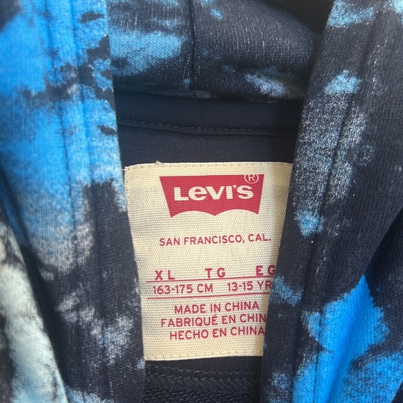 NWT - Levi’s Big Boys Tie Dye Hoodie Sweatshirt + Shorts Set, Blue  - Size XL - Picture 10 of 13